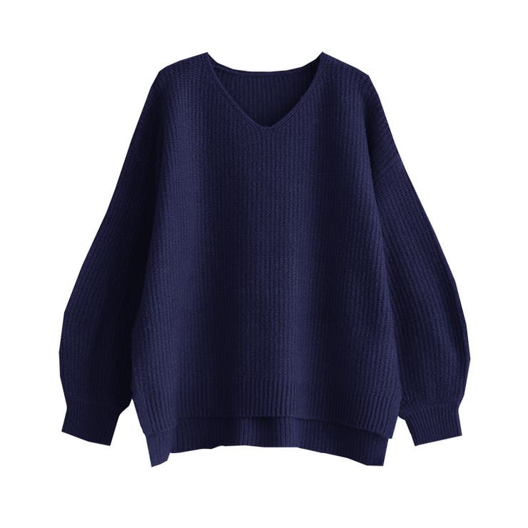 ネイビー | 選べるふんわりウォッシャブルボリューム袖ニット ニット セーター | Pierrot