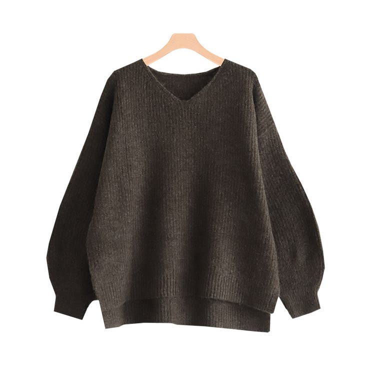 杢ブラウン | 選べるふんわりウォッシャブルボリューム袖ニット ニット セーター | Pierrot