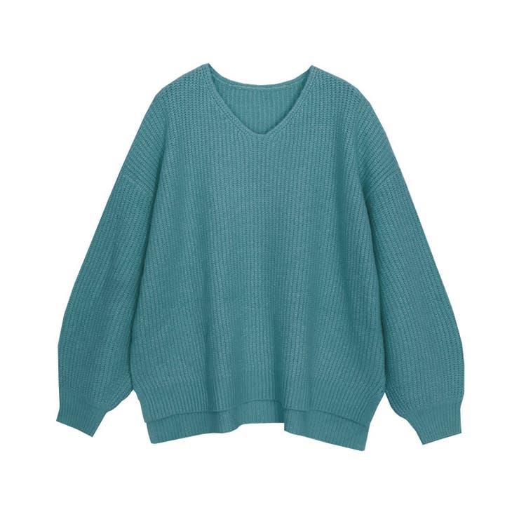 杢ブルーグリーン | 選べるふんわりウォッシャブルボリューム袖ニット ニット セーター | Pierrot