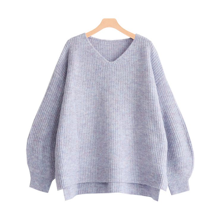 杢ラベンダー | 選べるふんわりウォッシャブルボリューム袖ニット ニット セーター | Pierrot