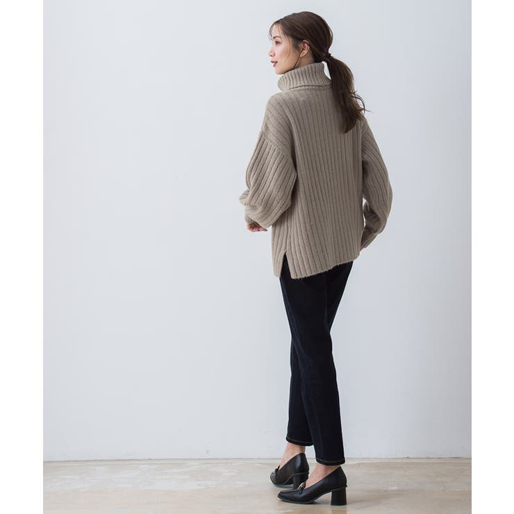 ブークレリブタートルニット ニット ブークレニット リブ