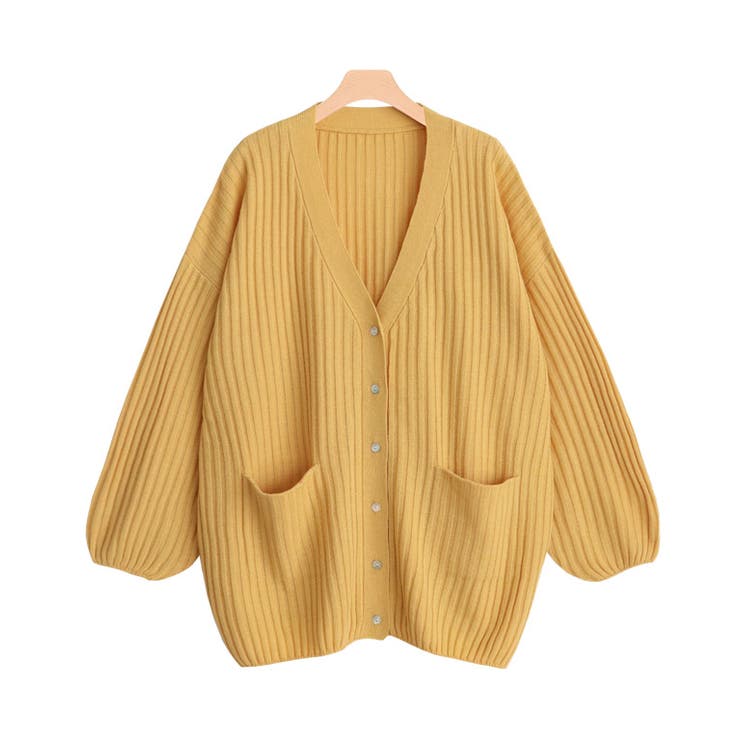 ブライトイエロー | リラクシーリブニットカーディガン カーディガン カーデ ニット | Pierrot