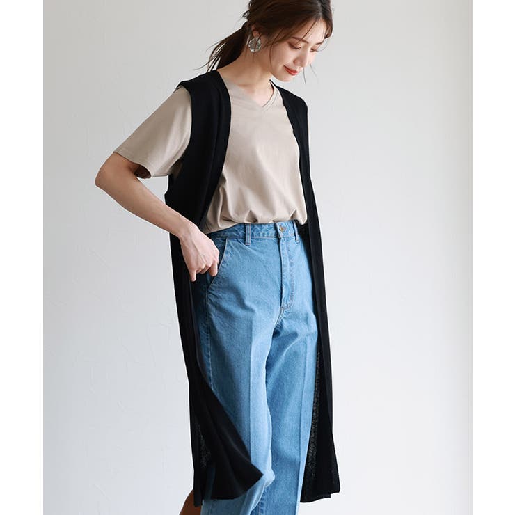 麻混ロングジレ ジレ ロング[品番：PRTW0003636]｜Pierrot