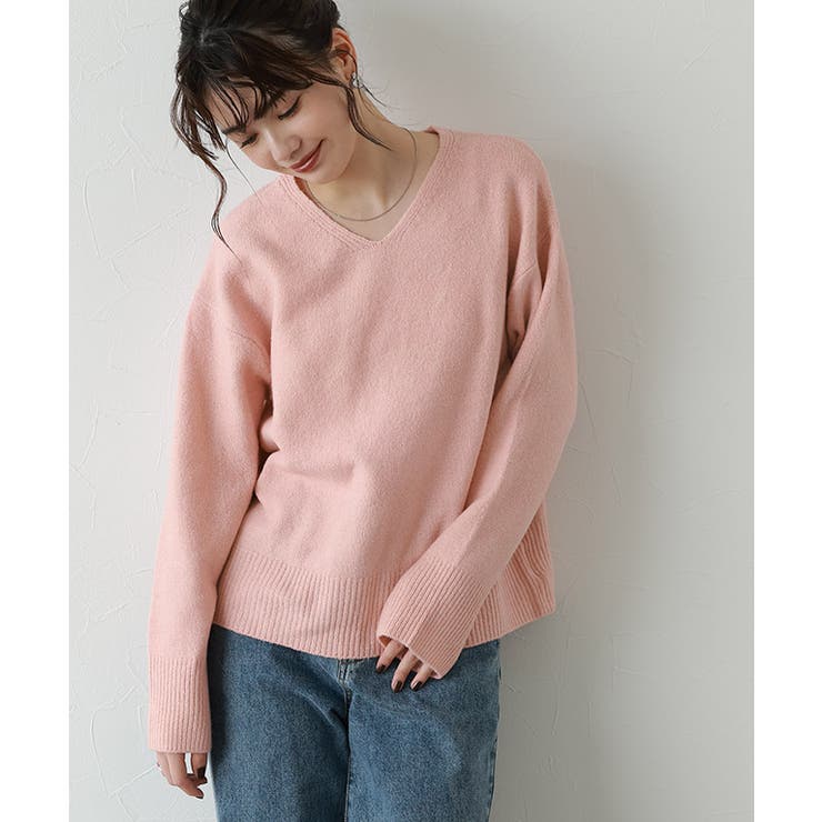 ライトピンク | ネックが選べるウールライクニット ニット ネックが選べる | Pierrot