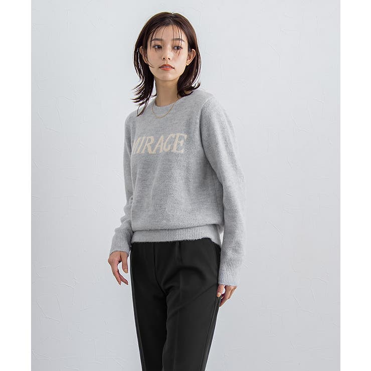 ロゴニット ふんわりシャギーロゴニット ニット セーター[品番：PRTW0003920