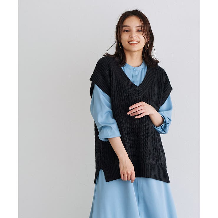 モヘアタッチVネックニットベスト ベスト ニットベスト[品番