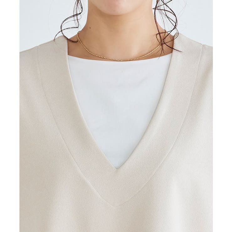 Vネックフレンチスリーブベスト カットソー ベスト | Pierrot | 詳細画像4 