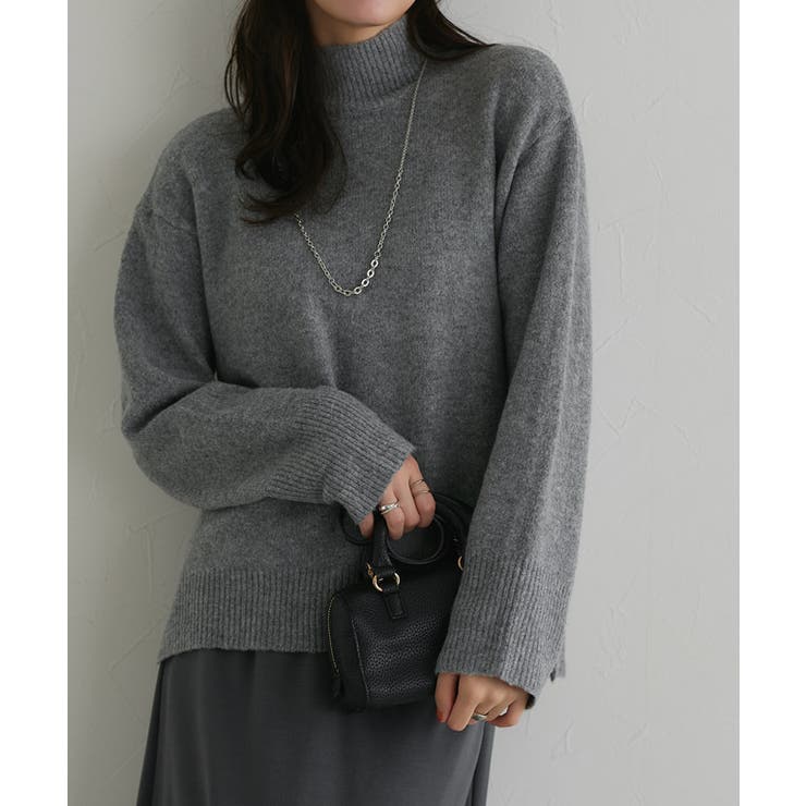 杢グレー | ウールライクハイネックニット ニット ハイネック | Pierrot