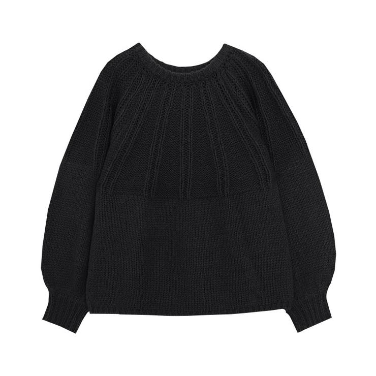 ブラック | バックリボンデザインニット ニット バックリボン | Pierrot