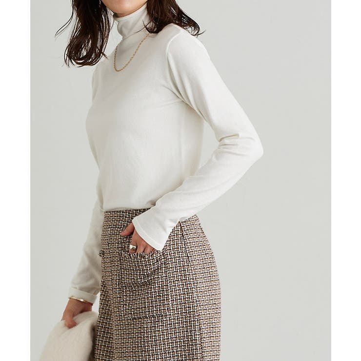 オフホワイト | ハイネック指穴ニット ニット 指穴 | Pierrot