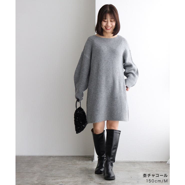 ミニ丈ニットワンピース ワンピース ニット[品番：PRTW0004582