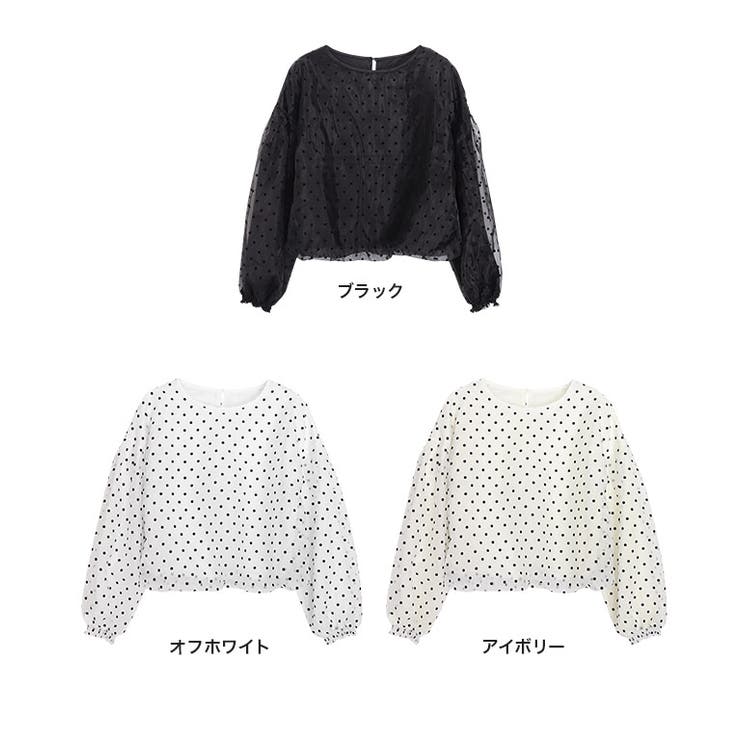 フロッキードットブラウス ブラウス ドット[品番：PRTW0004659
