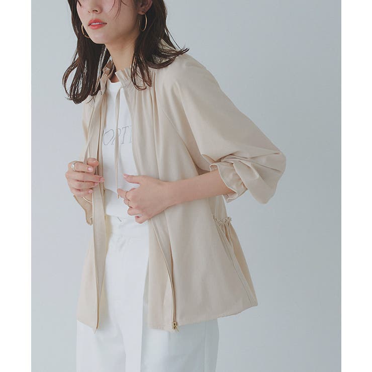 【超美品】定価¥18,700 ウォッシャブルギャザーブルゾン春夏ジャケット 楽天市場】Arumlily 【異素材使いギャザーブルゾン】 タフタ素材