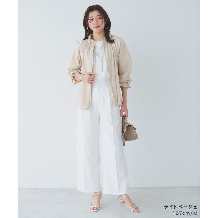 【超美品】定価¥18,700 ウォッシャブルギャザーブルゾン春夏ジャケット Pierrot｜撥水・UVカットノーカラーギャザーブルゾン | Rakuten