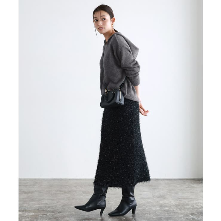 ふんわりシャギーニットフーディー ニット フーディー[品番