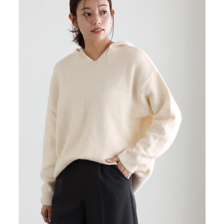 入手困難 ellesse PENGUIN ニットフーディー ふんわりシャギーニットフーディー ニット フーディー[品番