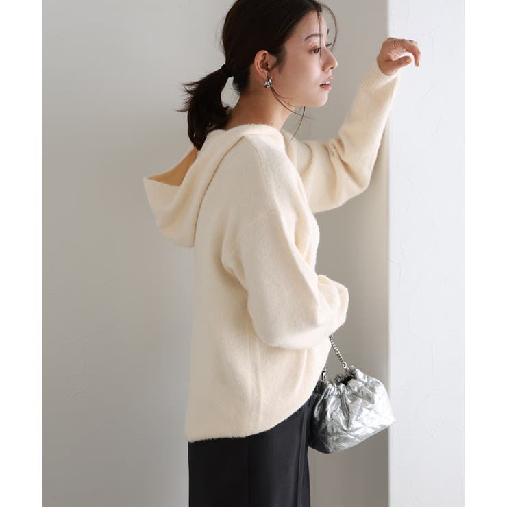 入手困難 ellesse PENGUIN ニットフーディー ふんわりシャギーニットフーディー ニット フーディー[品番