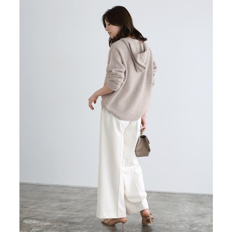 ふんわりシャギーニットフーディー ニット フーディー[品番