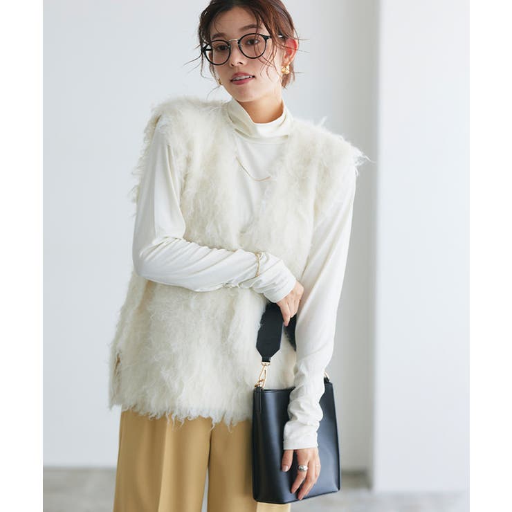 起毛Vネックニットベスト ニット Vネック[品番：PRTW0005045]｜Pierrot