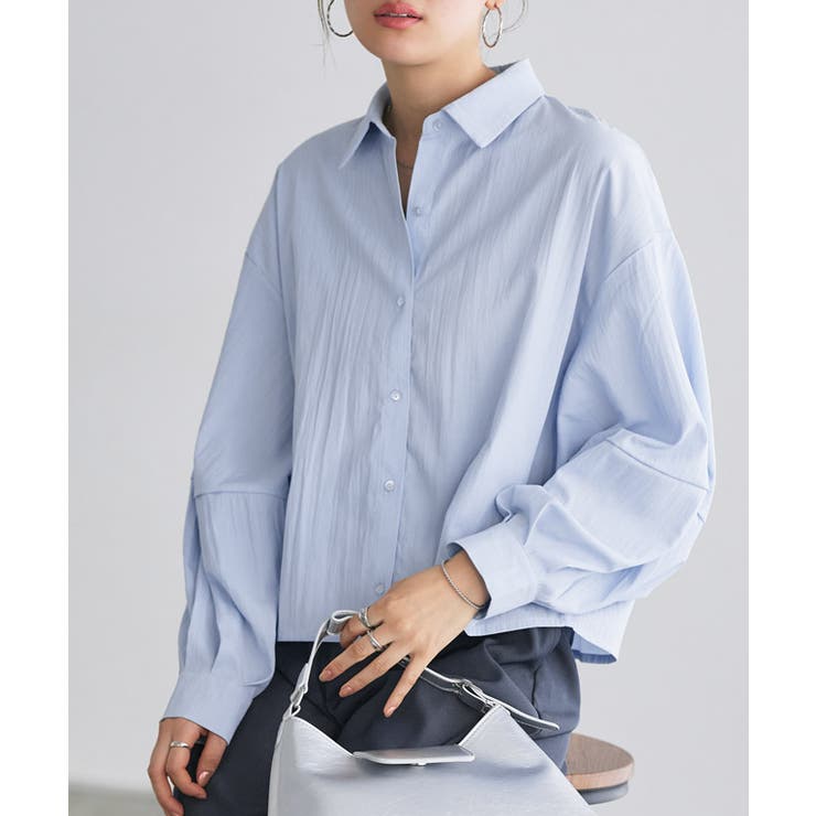 ライトブルー | 【UVケア】ランタンボリュームショートシャツ シャツ 構築袖 | Pierrot