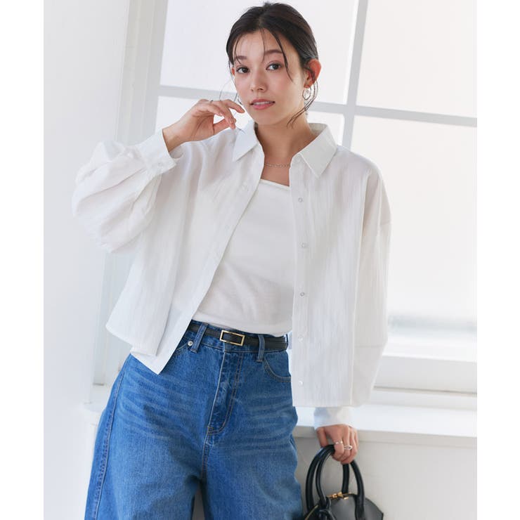 【UVケア】ランタンボリュームショートシャツ シャツ 構築袖 | Pierrot | 詳細画像23 