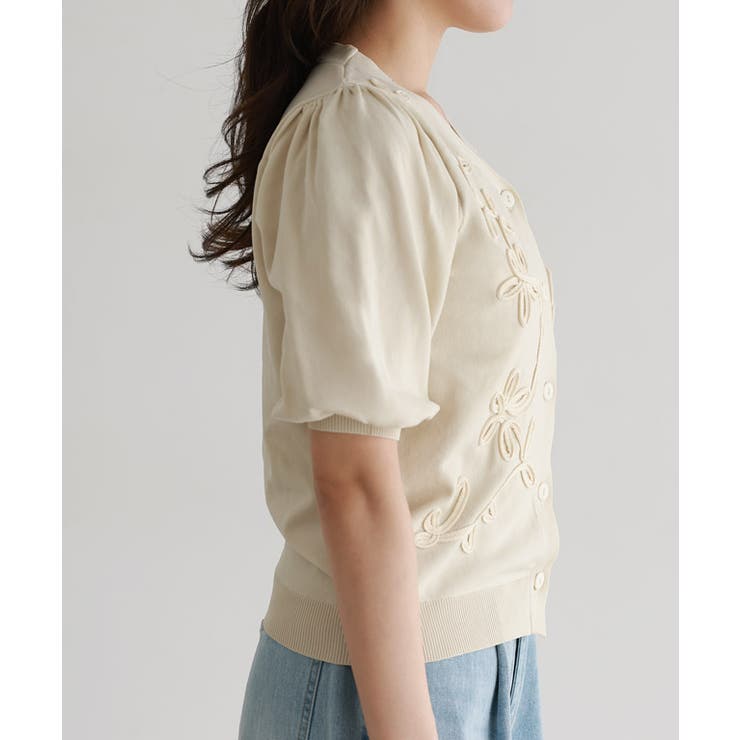 コード刺繍ニットカーディガン カーディガン スポンジニット | Pierrot | 詳細画像7 