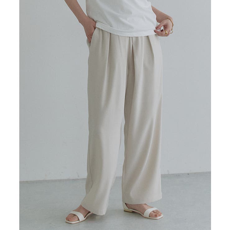 エクリュ | [ECLAM] タックストレートパンツ パンツ | Pierrot