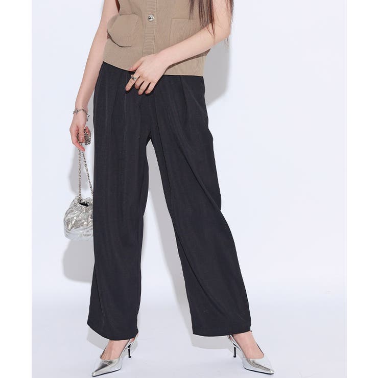 ブラック | [ECLAM] タックストレートパンツ パンツ | Pierrot