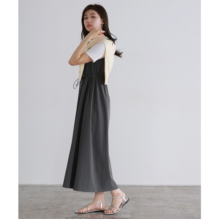 撥水ドッキングドロストワンピース ワンピース 綿混素材[品番