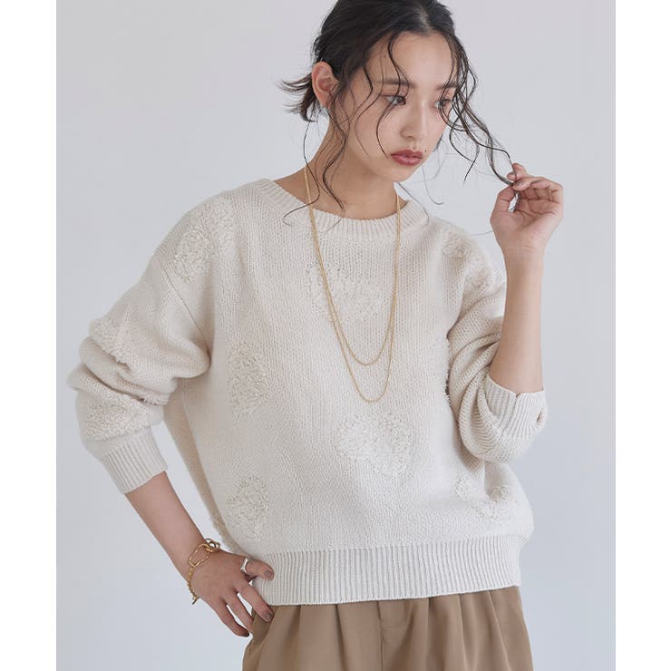 [ECLAM] ハートデザインジャカードニット ニット | Pierrot | 詳細画像12 