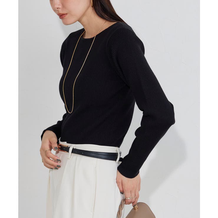 ブラック | 【コットンブレンド】ベーシックリブニット ニット リブ | Pierrot