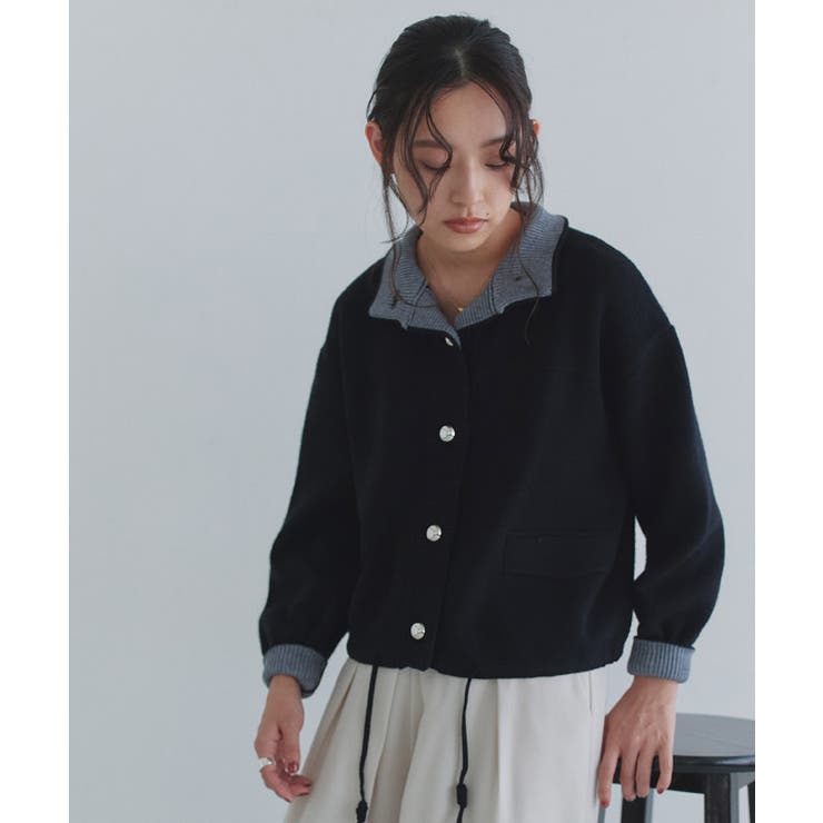 [ECLAM] ボタンデザイン配色ニットカーデ カーディガン | Pierrot | 詳細画像13 