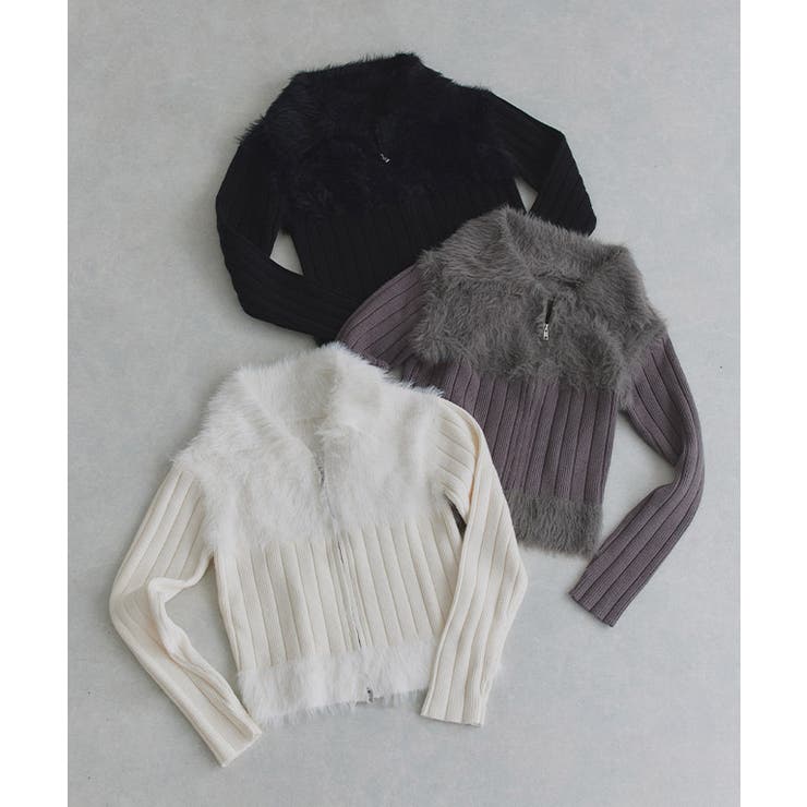 [ECLAM] フェザードッキングジップニット ニット | Pierrot | 詳細画像4 