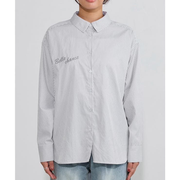 刺繍ストライプシャツ シャツ ストライプ | Pierrot | 詳細画像6 