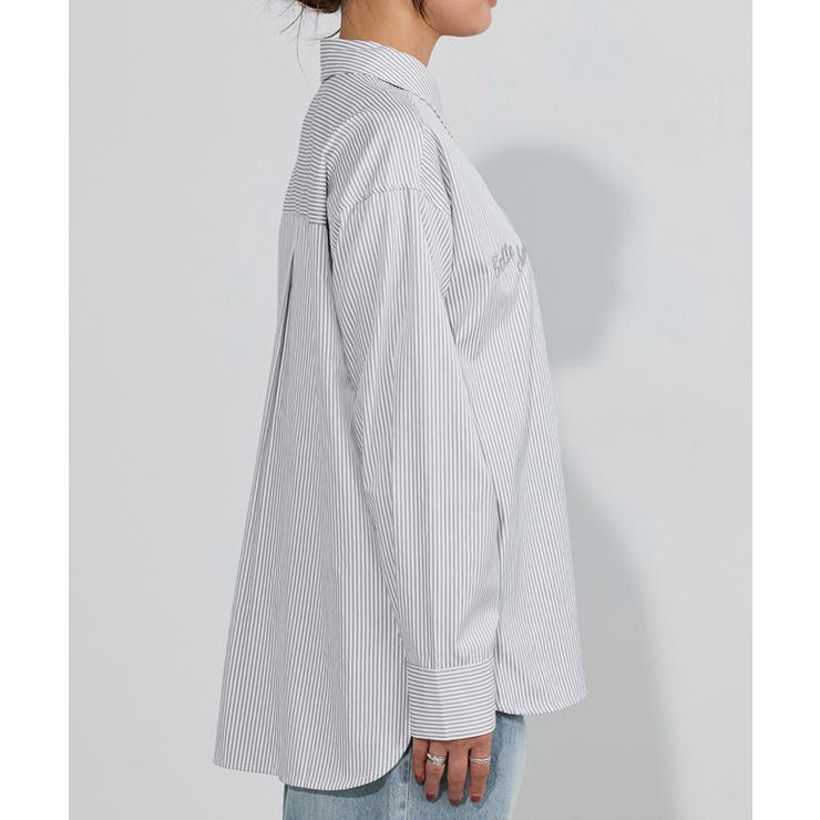 刺繍ストライプシャツ シャツ ストライプ | Pierrot | 詳細画像7 