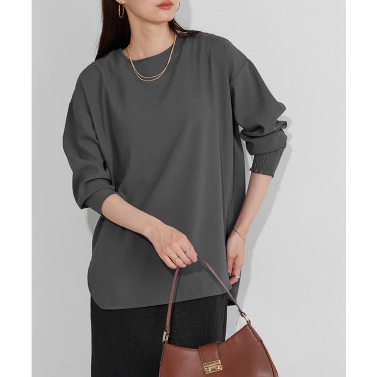 チャコール | 【イージーケア】ジョーゼットTブラウス ブラウス ジョーゼット | Pierrot