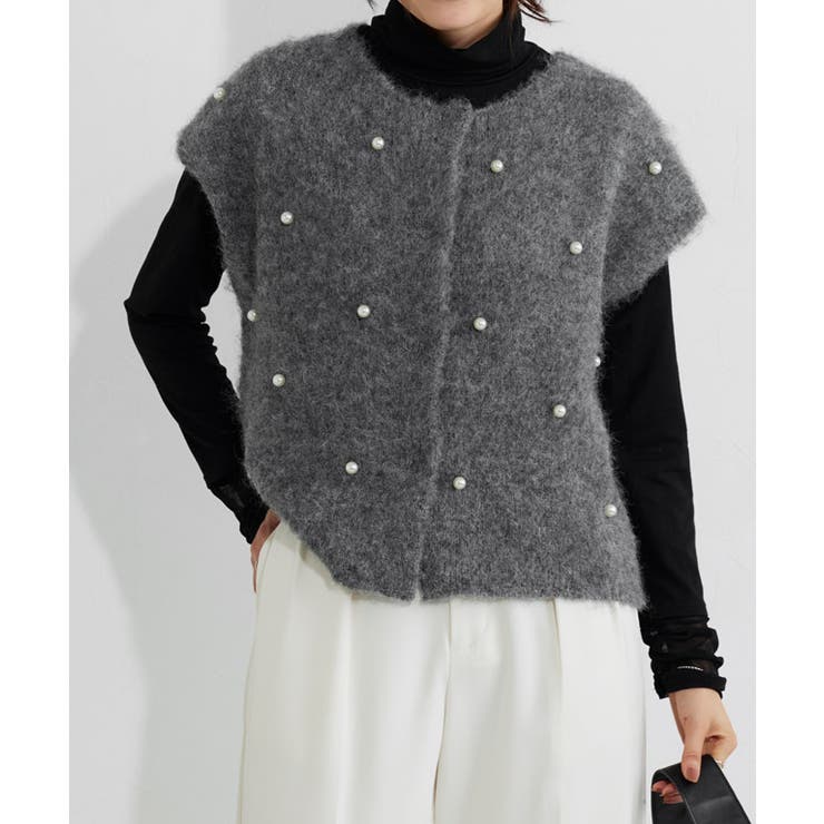 チャコール | パールフレンチベスト ベスト フレンチスリーブ | Pierrot