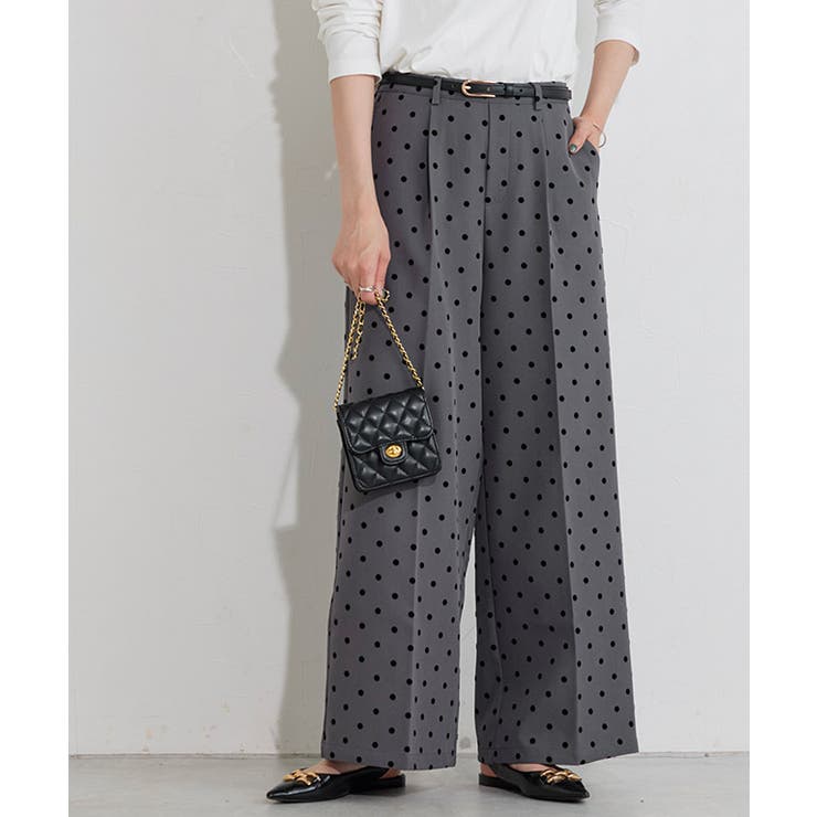 チャコール | フロッキードットワイドパンツ パンツ ワイドパンツ | Pierrot