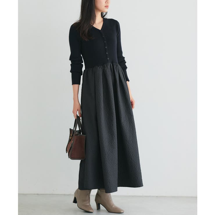 ブラック | 2wayジャカードドッキングワンピース ワンピース 2way | Pierrot