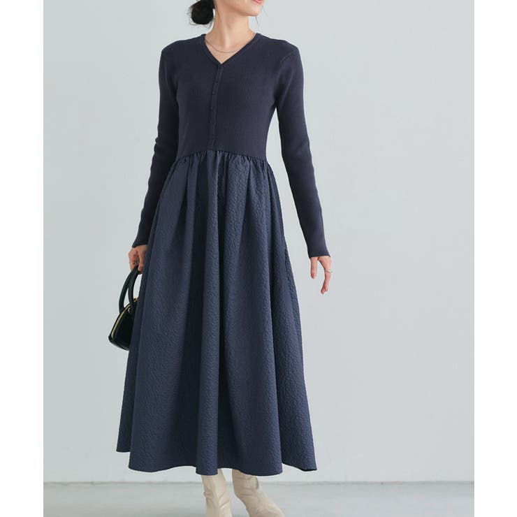 ネイビー | 2wayジャカードドッキングワンピース ワンピース 2way | Pierrot