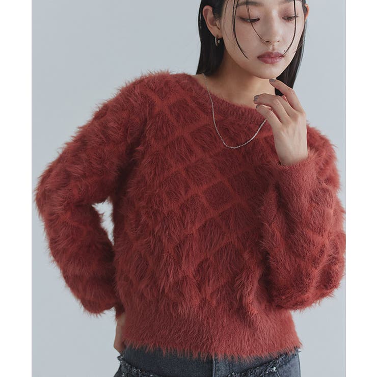 テラコッタ | [ECLAM] フェザークロップドニット ニット | Pierrot