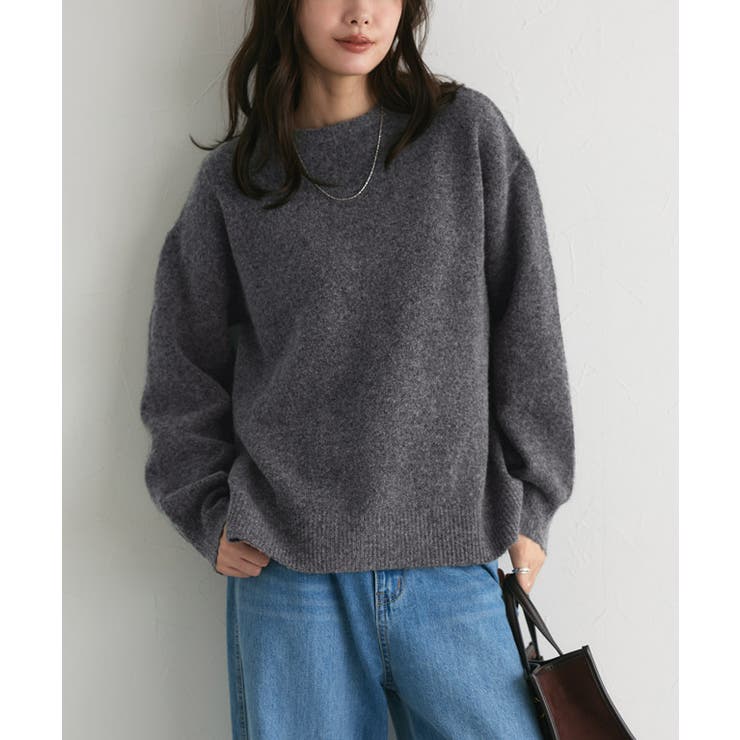 杢チャコール | ウールMIXオーバーサイズニット ニット オーバーサイズ | Pierrot