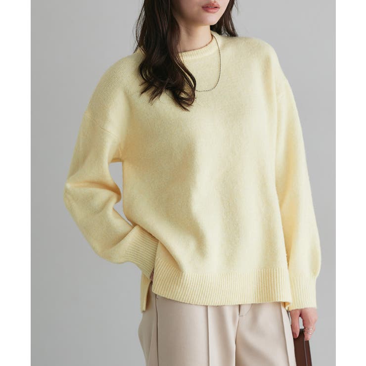 ライトイエロー | ウールMIXオーバーサイズニット ニット オーバーサイズ | Pierrot