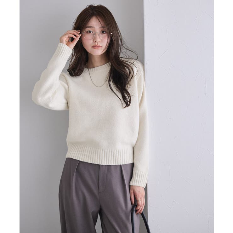 ネックが選べる無地ラメクロップド丈ニット ニット ラメ | Pierrot | 詳細画像17 