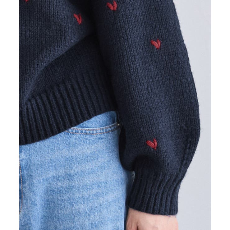 ハート刺繍ニット ニット ハート[品番：PRTW0005701]｜Pierrot（ピエロ 