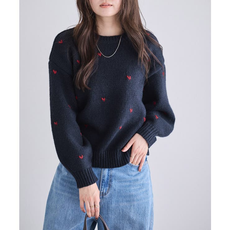 グレー ニットセーター ハート A刺繍 H&M ハート刺繍 ニットセーター グレー 100cm - メルカリ