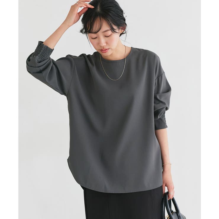 チャコール | 【イージーケア】ジョーゼットTブラウス シンプル 上品 | Pierrot