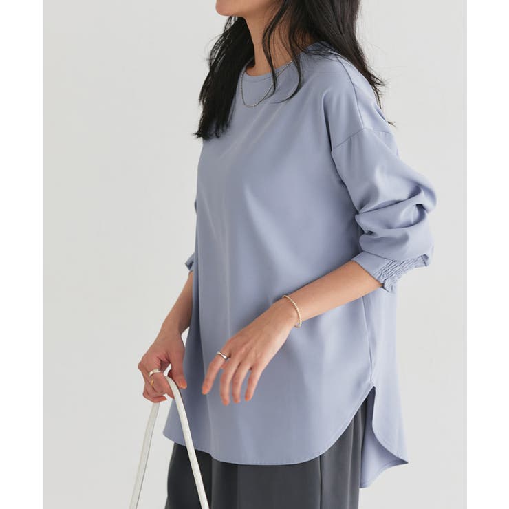 ブルー | 【イージーケア】ジョーゼットTブラウス シンプル 上品 | Pierrot