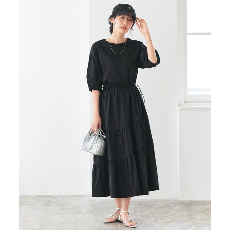 【接触冷感 撥水】ドッキングティアードワンピース カットソー | Pierrot | 詳細画像27 