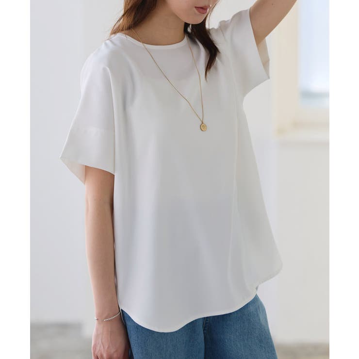 オフホワイト | 【イージーケア】ジョーゼットドルマンTブラウス 凹凸 シワ | Pierrot